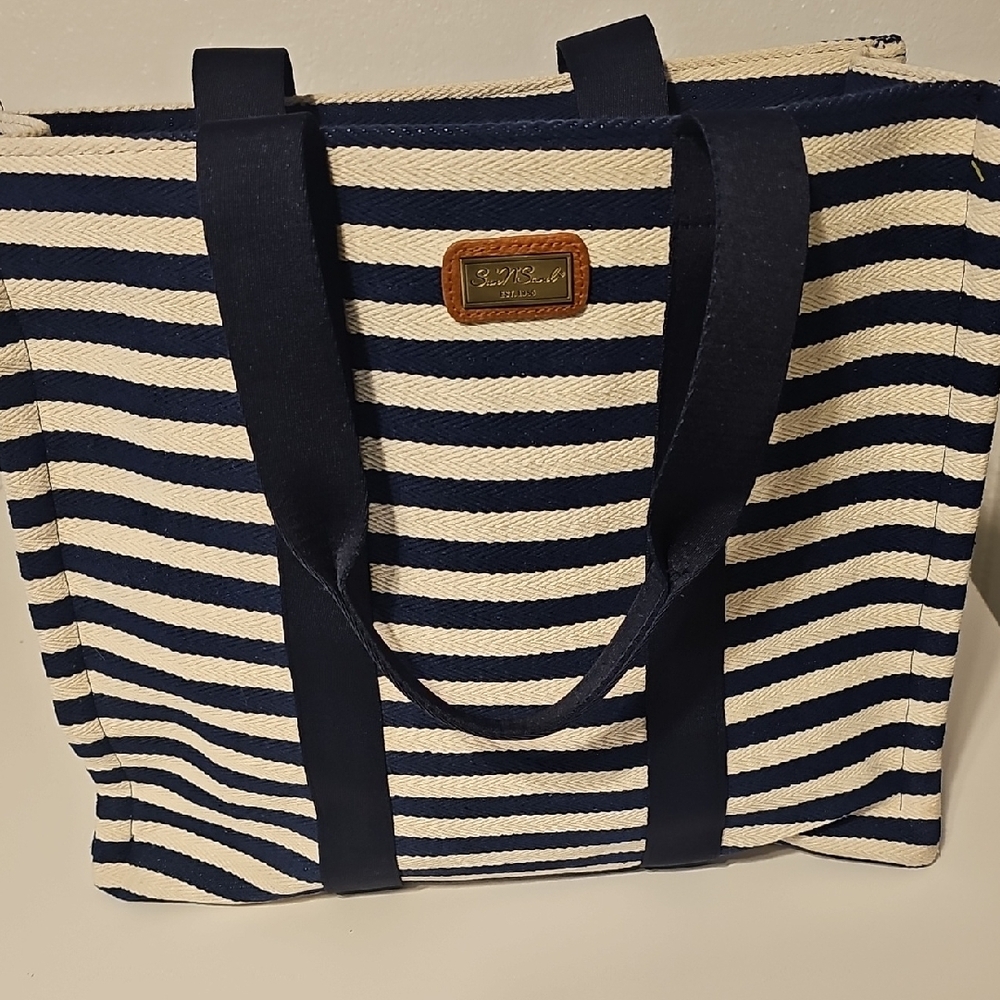 Navy and White Striped Tote Bag